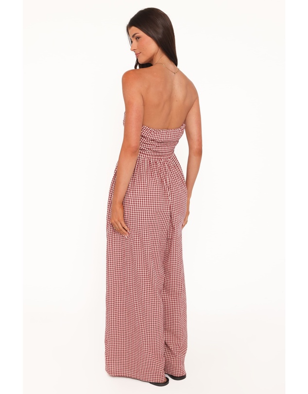 Petal & Pup - Paige Strapless Jumpsuit - Red Gingham