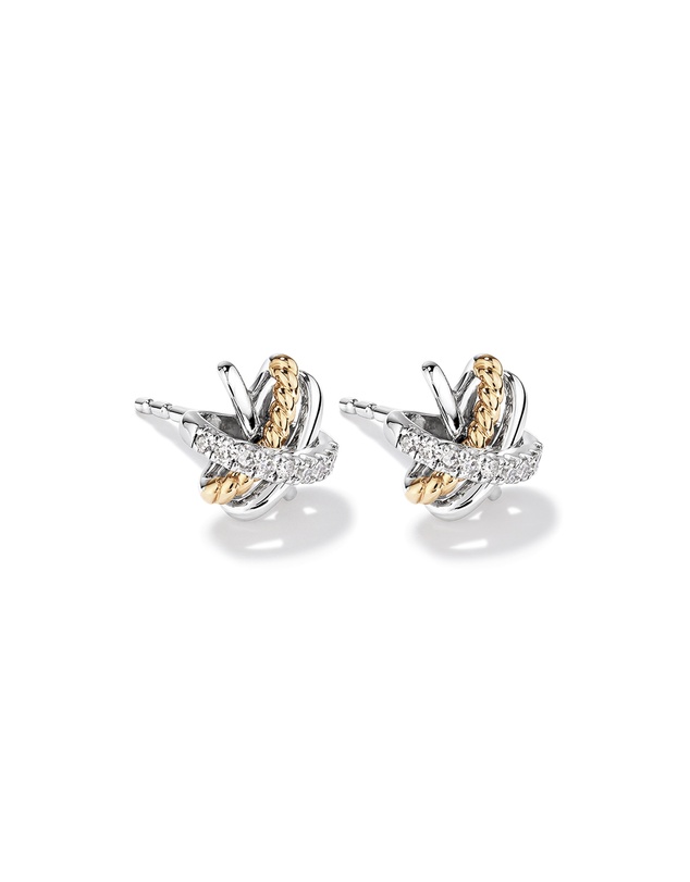 Michael Hill - Crossover Earrings with .09 Carat TW Diamonds in Sterling Silver and 10kt Yellow Gold
