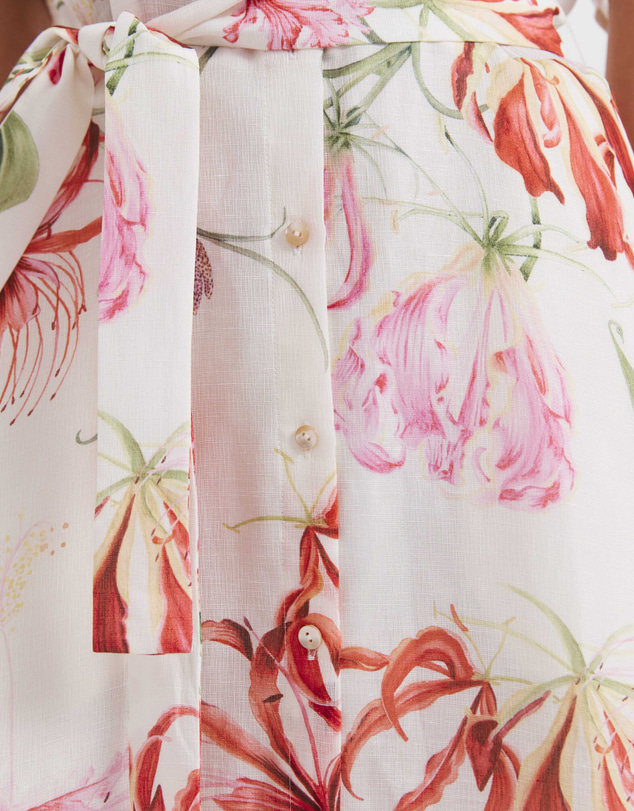 SABA - Mariposa Silk Linen Midi Dress