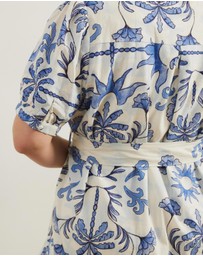 Atmos&Here Curvy - Bailey Button Front Linen Blend Mini Dress