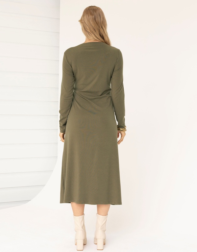 Angel Maternity - Nina Maternity Side Tie Dress – Dusty Olive