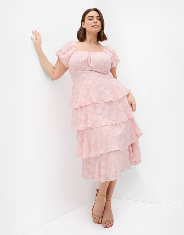City Chic - Plus size Dania Ruffle Tier Dress - heavenly pink