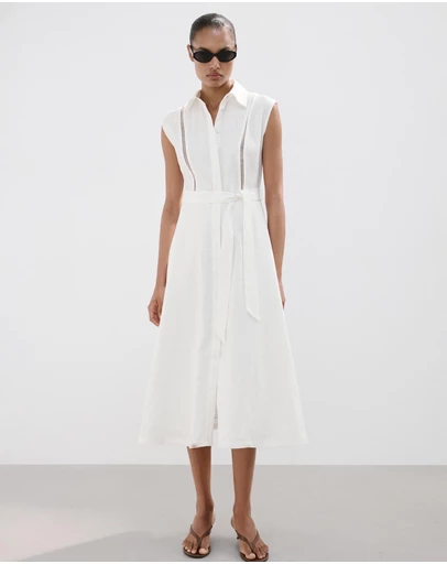 M.N.G - Linen Shirt Dress with Bow