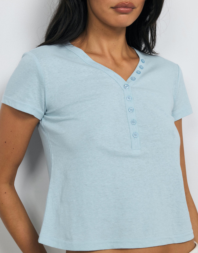 AERE - Linen Blend Henley T-Shirt