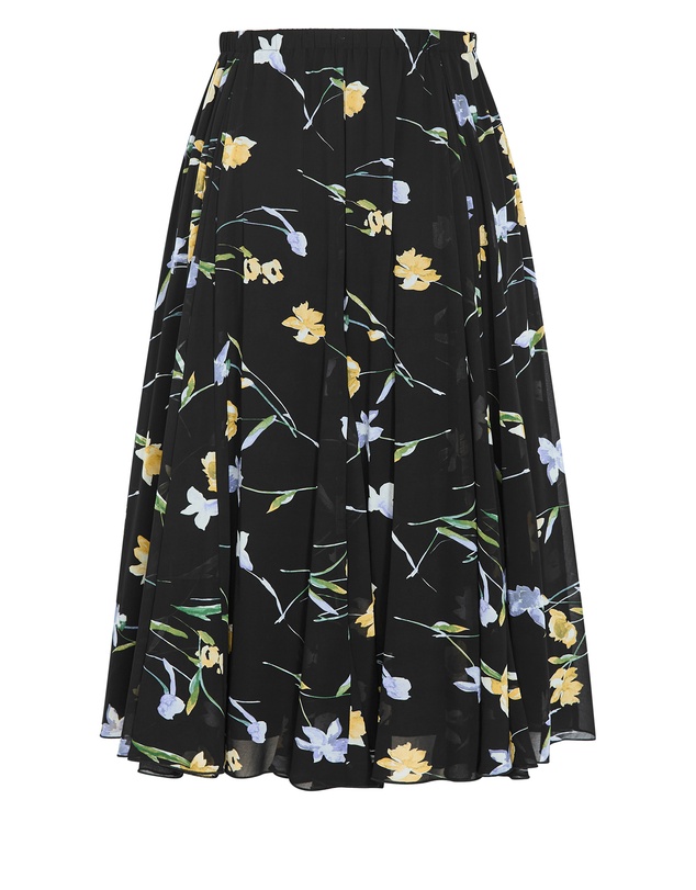 City Chic - Plus size Serene Petal Print Skirt - black