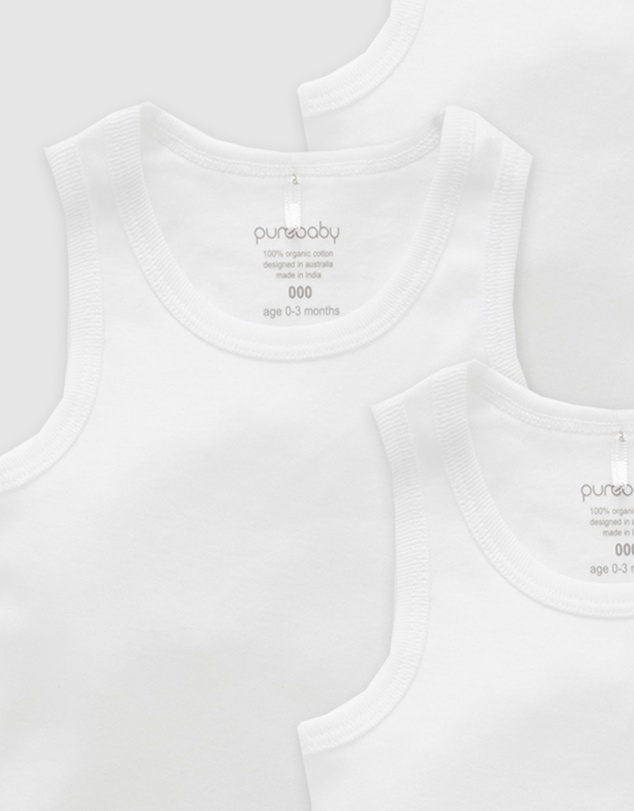 Purebaby - 4 Pack Rib Singlet-Babies