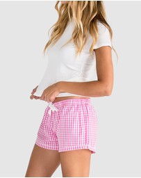 Sant And Abel - Women's Hepburn Gingham Pink Boxer Shorts