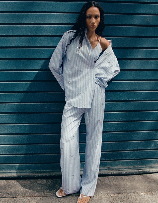 M.N.G - Striped Shirt With Rhinestone Detail