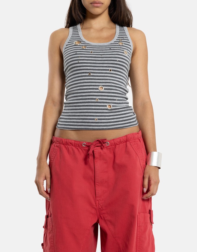 Jaded London - Stripe Eyelet Studded Vest