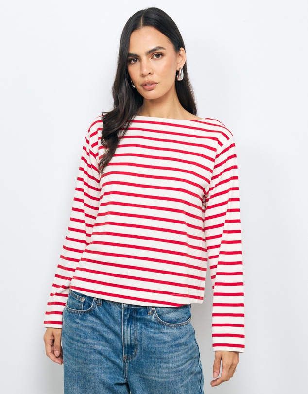 AERE - Boat Neck Stripe T-Shirt