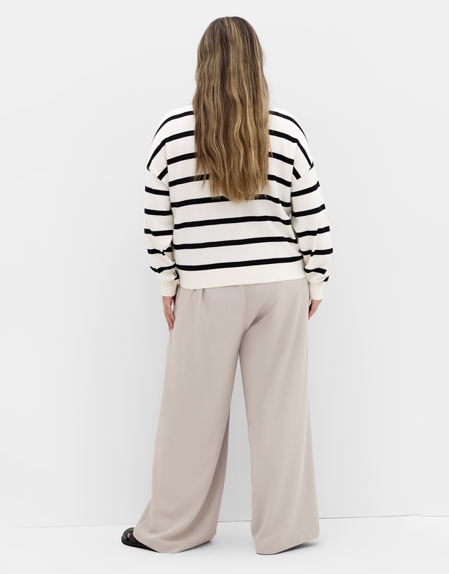 City Chic - Plus size Kenia Stripe Crew Neck Knit Jumper - vanilla