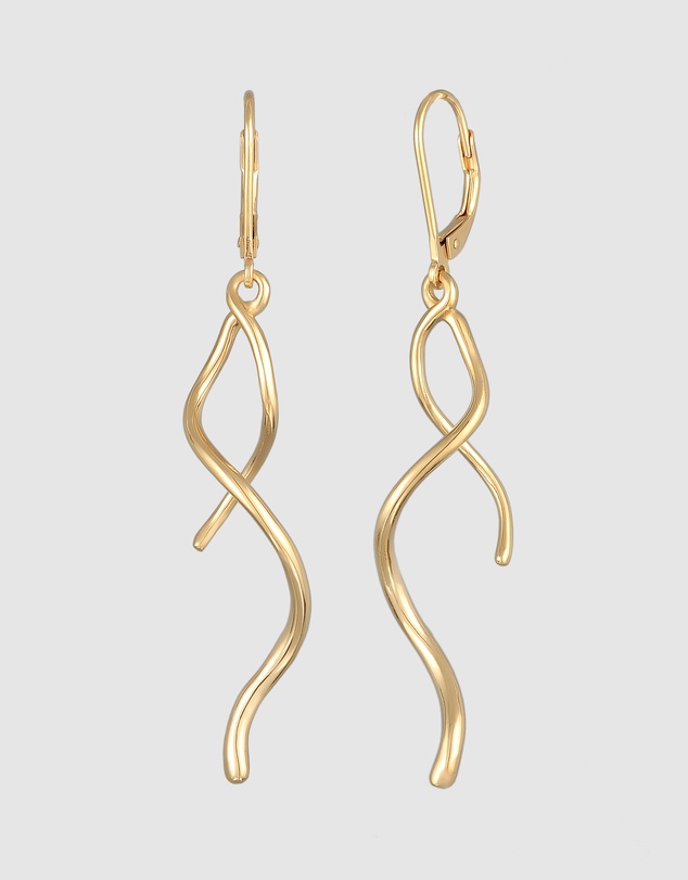Elli Jewelry - Spiral Wave Drop Earrings in Gold-Plated 925 Silver