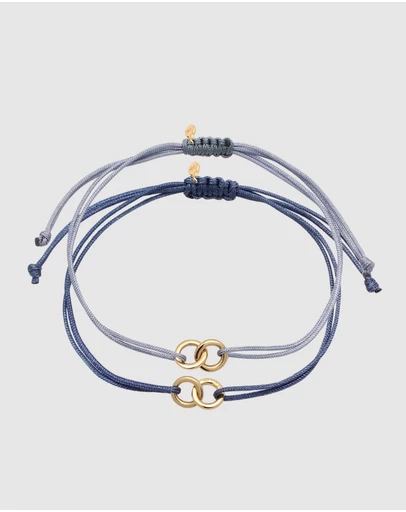 Elli Jewelry - Bracelet Set Women Circle Infinity Steel Blue and Marine Blue 925 Sterling Silver Gold Plated