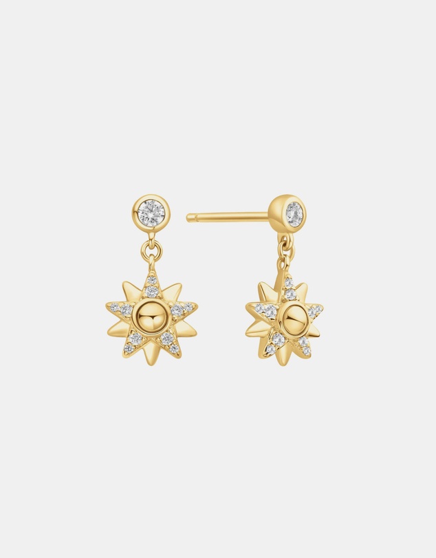 Ania Haie - Ania Haie Gold Sunburst Dangle Stud Earrings