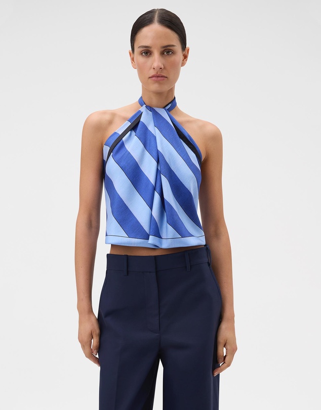 Oroton - Slub Silk Stripe Scarf