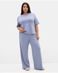 City Chic - Plus size Mae Wide Leg Jogger - dusty blue