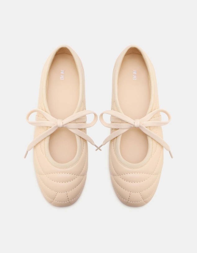 JW PEI - Erika Topstitching Lace-up Ballet Flats