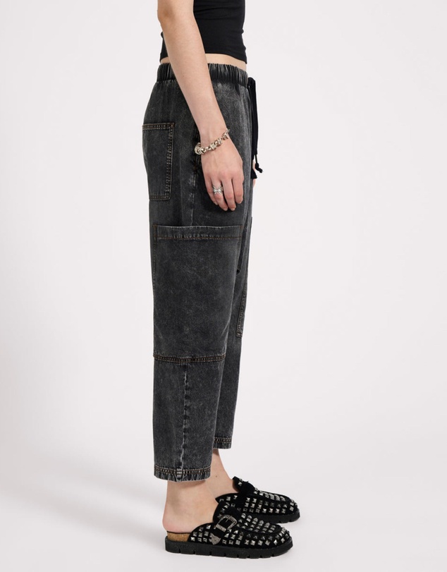 ONE TEASPOON - Isla Low Waist Drawstring Harem Denim Jeans - Charcoal Black