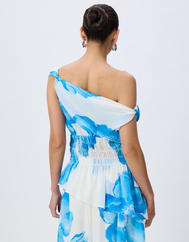 Tussah - Valentina Floral Print Off The Shoulder Shirred Detail Top