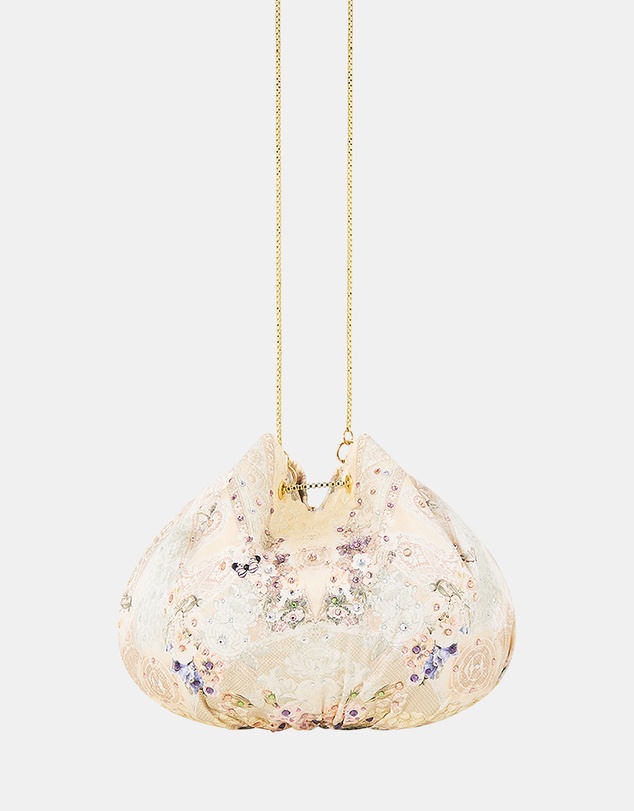 Camilla - Drawstring Pouch Bag With Chain Strap