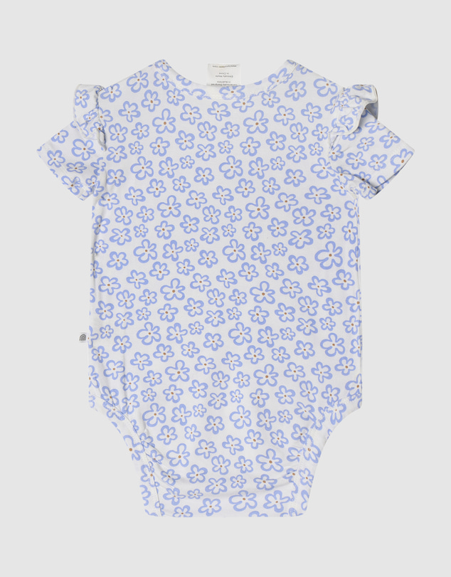 Kynd Baby - Frill Short Sleeve Bodysuit in Hibiscus Blue