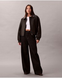 Calvin Klein - Faux Leather Relaxed Bomber Jacket