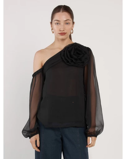 Fate + Becker - Aveline One Shoulder Flower Top