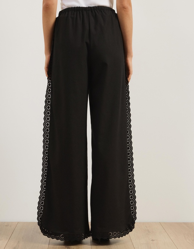 Atmos&Here - Lucy Broderie Trim Linen Blend Pants