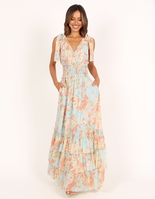 Petal & Pup - Christabel Tiered Maxi Dress - Blue Floral