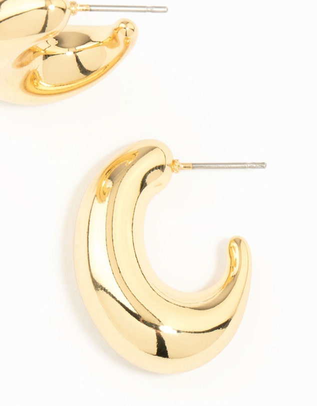 Lovisa - Gold Plated Brass Elongated Chunky Hoop Earrings