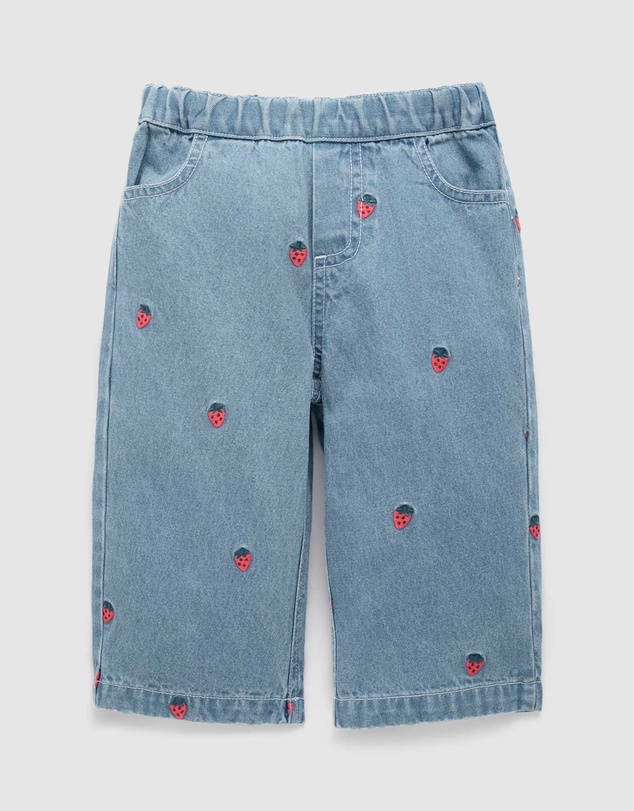 Purebaby - Embroidered Wide Leg Jeans-Kids-Babies