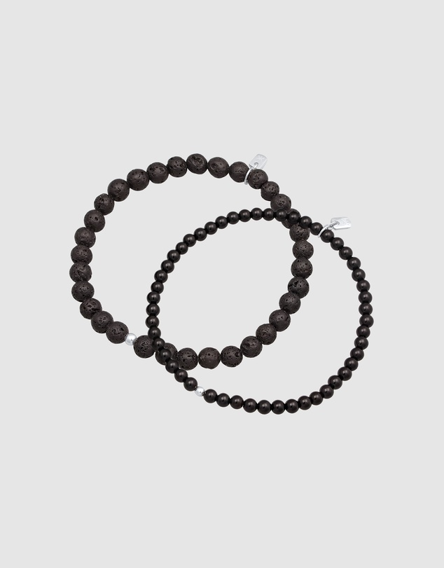 Kuzzoi - ICONIC EXCLUSIVE - Lava and Onyx Bead Bracelet Set