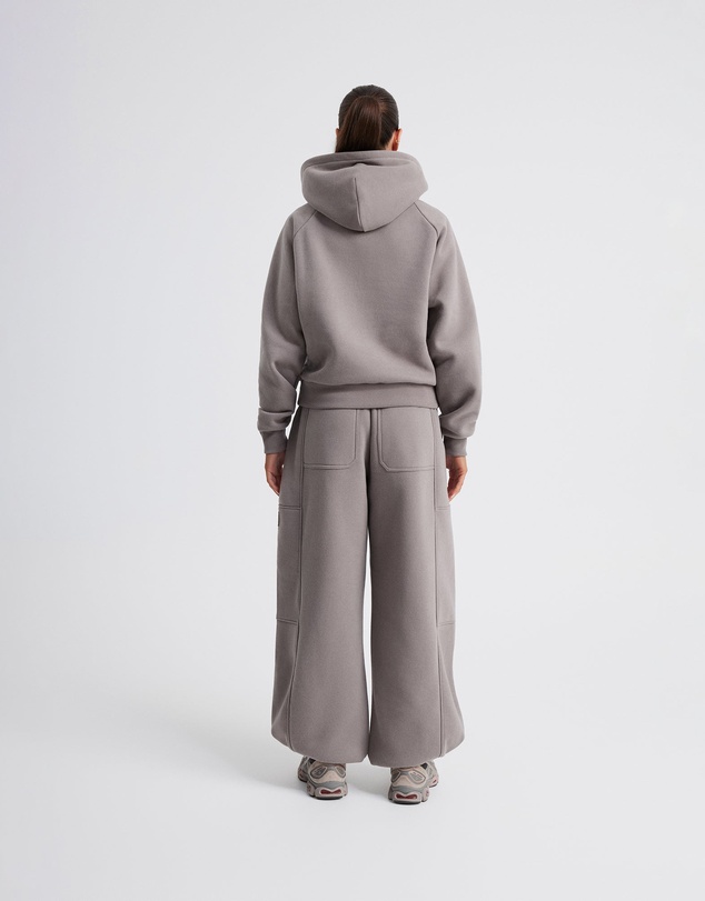 Upstate - Plush Cropped Half Zip Hoodie - Cinder