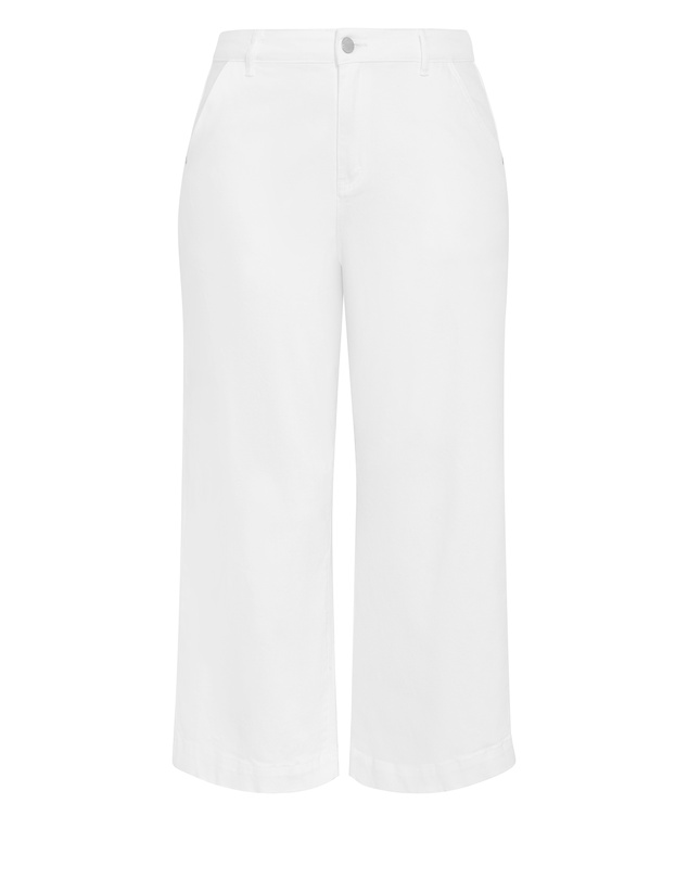 City Chic - Plus size Harley Fit Avery Wide Leg Crop Jean - ivory