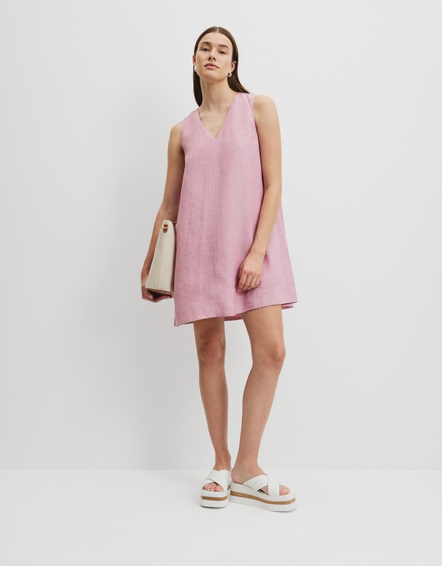 knee length dresses for ladies Midi linen dress BOHOL in White main image 0