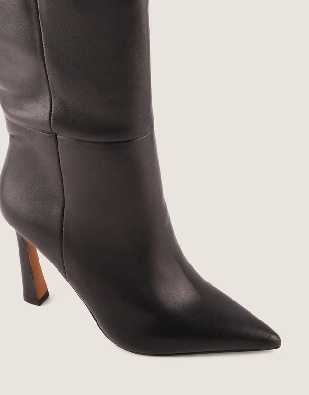Shelly Shen - Lennon Heel Long Boots Black Leather