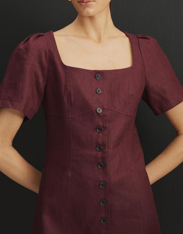 AERE - Audrey Linen Bodice Detail Mini Dress