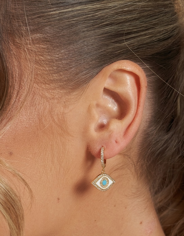 Izoa - Evil Eye Huggie Earrings