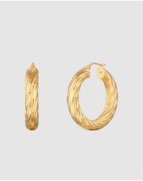 Elli Jewelry - Earrings Creoles Wide Twisted In 925 Sterling Silver Gold Plated