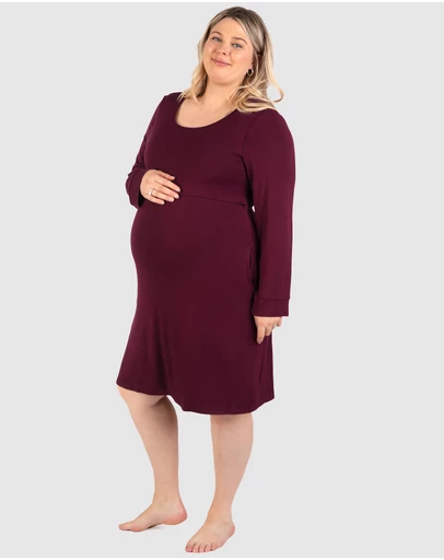 B Free Intimate Apparel - Bamboo Long Sleeve Maternity & Nursing Dress