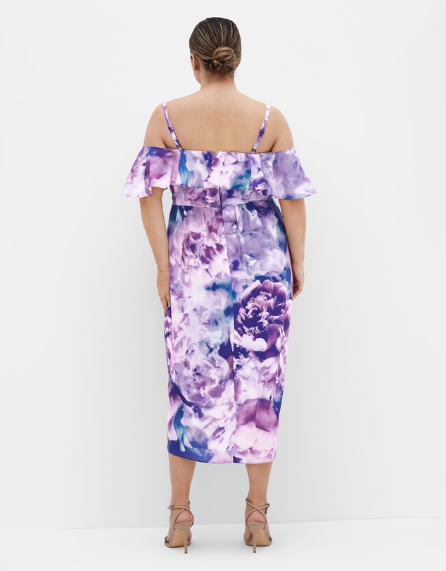 City Chic - Floral Drape Midi Dress