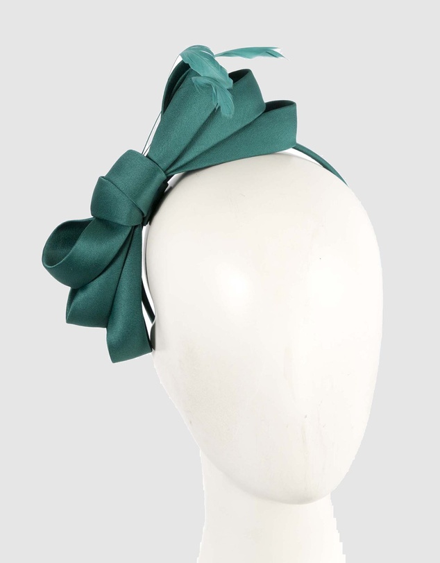 Max Alexander - Large Teal Satin Bow Racing Fascinator