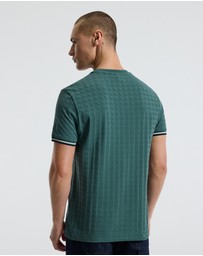 Calibre - Striped Trim Jacquard T-shirt Sea Green