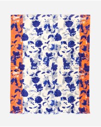 Ozwear Connection Uggs - 100% Australian Wool Print Scarf White Blue and Orange