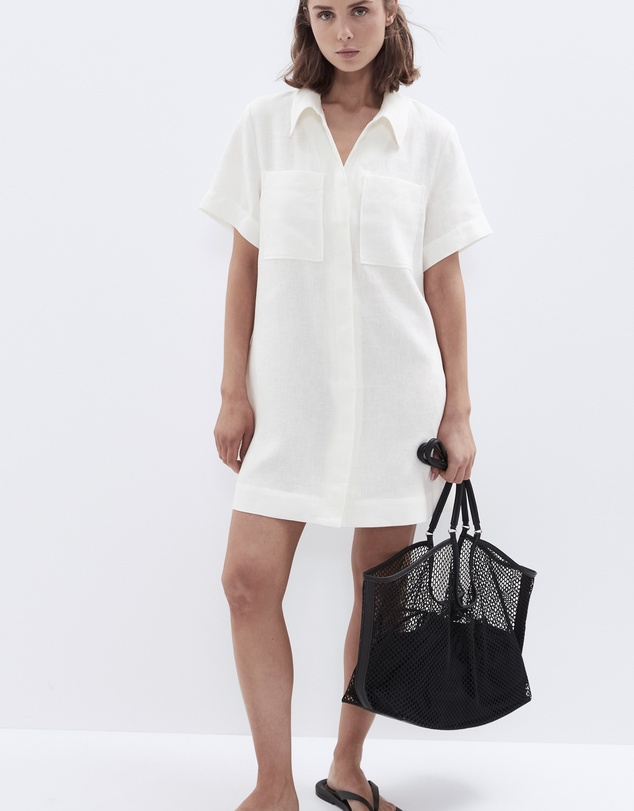 UNISON - Collared Linen Utility Dress