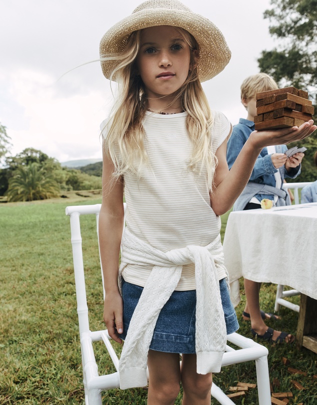 Country Road - Australian Cotton Blend Short Sleeve Stripe Rib T-shirt
