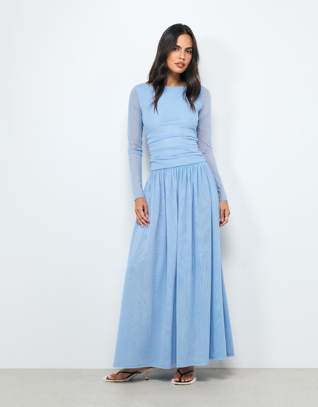 AERE - Lula Boat Neck Mesh Maxi Dress