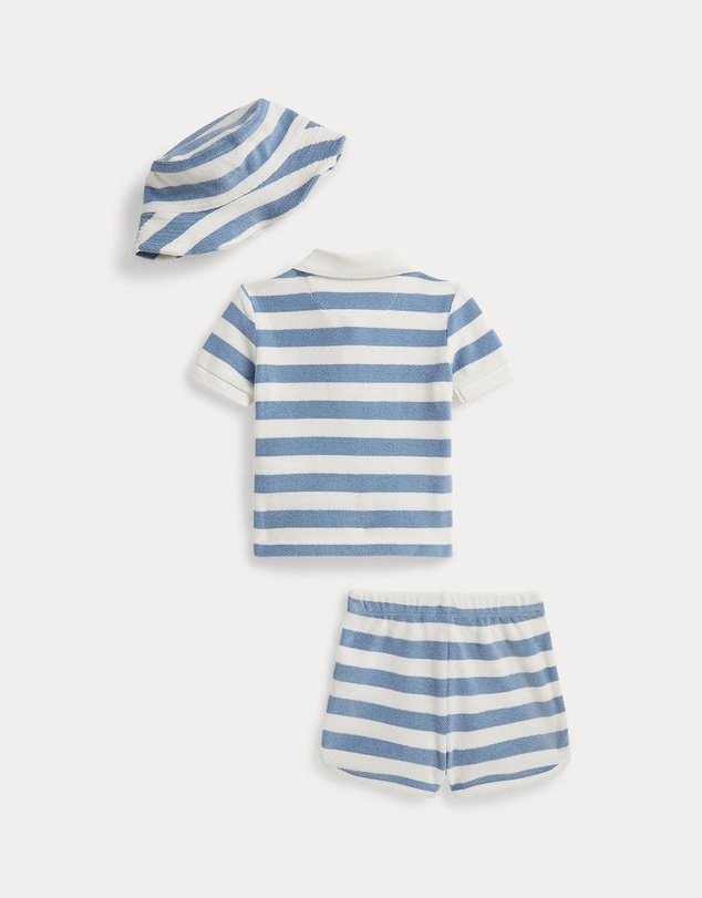 Polo Ralph Lauren - Striped Terry Polo Shirt, Shorts & Hat - Babies