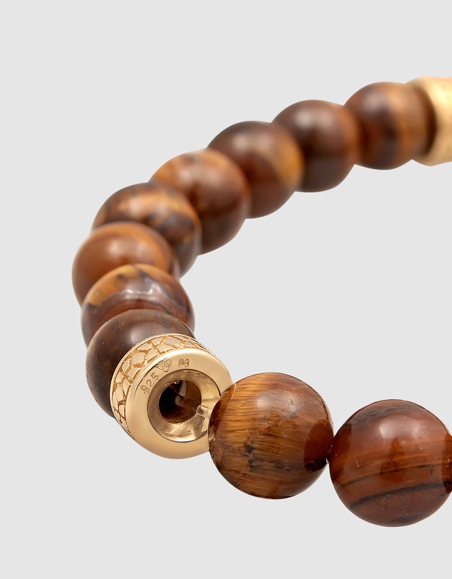 Kuzzoi - ICONIC EXCLUSIVE - Tiger's Eye Bead Bracelet with Gold-Plated Elements