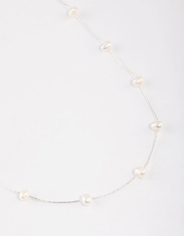 Lovisa - Silver Plated Freshwater Pearl Dotted Fine Necklace